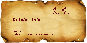 Kriván Iván névjegykártya